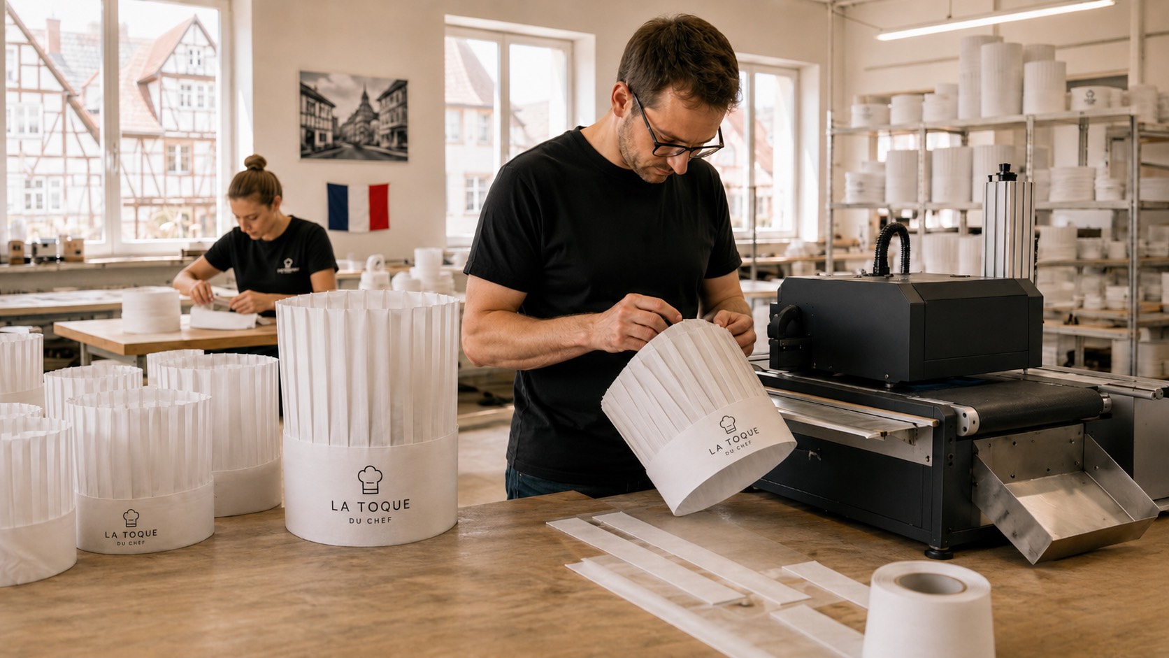 Atelier français de fabrication de toques et calots en non-tissé
